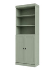 72" Sage Solid Wood Adjustable Six Tier Library Bookcase with Two Doors