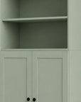 72" Sage Solid Wood Adjustable Six Tier Library Bookcase with Two Doors