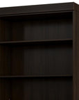 72" Espresso Solid Wood Adjustable Six Tier Library Bookcase with Two Doors