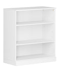 36" White Solid Wood Adjustable Three Tier Library Bookcase