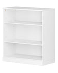 36" White Solid Wood Adjustable Three Tier Library Bookcase