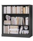 36" White Solid Wood Adjustable Three Tier Library Bookcase