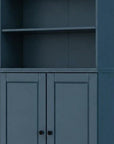 72" Teal Blue Solid Wood Adjustable Six Tier Library Bookcase with Two Doors