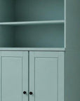 72" Aqua Solid Wood Adjustable Six Tier Library Bookcase with Two Doors