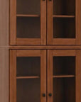 72" Coffee Solid Wood Adjustable Six Tier Library Bookcase with Four Doors