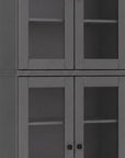 72" Gray Solid Wood Adjustable Six Tier Library Bookcase with Four Doors