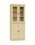 72" Yellow Solid Wood Adjustable Six Tier Library Bookcase with Four Doors