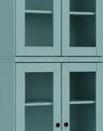 72" Aqua Solid Wood Adjustable Six Tier Library Bookcase with Four Doors
