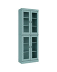 72" Aqua Solid Wood Adjustable Six Tier Library Bookcase with Four Doors