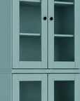 72" Aqua Solid Wood Adjustable Six Tier Library Bookcase with Four Doors