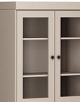 72" Beige Solid Wood Adjustable Six Tier Library Bookcase with Four Doors