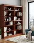 72" Coffee Solid Wood Adjustable Twelve Tier Library Bookcase