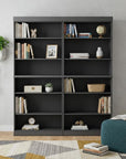 72" Gray Solid Wood Adjustable Twelve Tier Library Bookcase