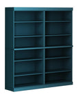72" Teal Blue Solid Wood Adjustable Twelve Tier Library Bookcase