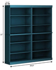 72" Teal Blue Solid Wood Adjustable Twelve Tier Library Bookcase
