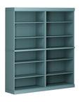 72" Aqua Solid Wood Adjustable Twelve Tier Library Bookcase