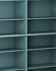 72" Aqua Solid Wood Adjustable Twelve Tier Library Bookcase