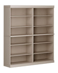 72" Beige Solid Wood Adjustable Twelve Tier Library Bookcase