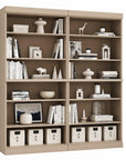 72" Beige Solid Wood Adjustable Twelve Tier Library Bookcase