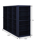 72" Navy Blue Solid Wood Adjustable Twelve Tier Library Bookcase