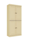 72" Yellow Solid Wood Adjustable Six Tier Library Bookcase with Four Doors