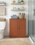 32" White Solid Wood Shaker Style Double Door Linen Cabinet