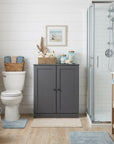 32" White Solid Wood Shaker Style Double Door Linen Cabinet