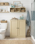 32" White Solid Wood Shaker Style Double Door Linen Cabinet