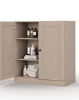 32" White Solid Wood Shaker Style Double Door Linen Cabinet