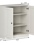 32" White Solid Wood Shaker Style Double Door Linen Cabinet