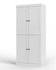 32" White Solid Wood Four Door Linen Cabinet