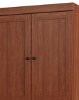 32" Coffee Solid Wood Four Door Linen Cabinet