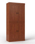 32" Coffee Solid Wood Four Door Linen Cabinet