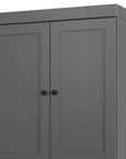 32" Gray Solid Wood Four Door Linen Cabinet