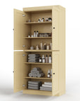 32" Yellow Solid Wood Four Door Linen Cabinet