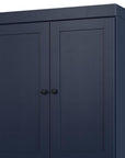 32" Navy Blue Solid Wood Four Door Linen Cabinet