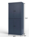 32" French Blue Solid Wood Four Door Linen Cabinet
