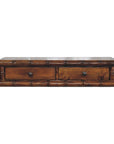 32" Chestnut Solid Wood Floating Wall Mount Console Table With Two Drawers