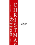 47" Red And White Solid Wood Merry Christmas Christmas Snow Scene Porch Sign