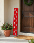 47" Red And White Solid Wood Christmas Christmas Trees Porch Sign