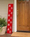 59" Red And White Solid Wood Christmas Christmas Trees Porch Sign