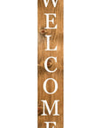 59" Natural And White Solid Wood Welcome Porch Sign