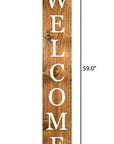 59" Natural And White Solid Wood Welcome Porch Sign