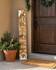 47" Natural And White Solid Wood Christmas Nativity Porch Sign
