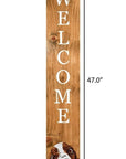 47" Natural And White Solid Wood Basset Hound Welcome Porch Sign