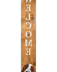 47" Natural And White Solid Wood Basset Hound Welcome Porch Sign