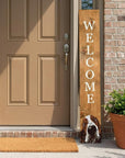47" Natural And White Solid Wood Basset Hound Welcome Porch Sign