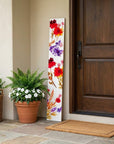 47" White Red And Purple Solid Wood Floral Bouquet Porch Sign