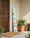 47" White Blue And Green Solid Wood Floral Bouquet Porch Sign