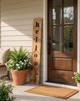 47" Black And Natural Solid Wood Wildflowers Hello Porch Sign